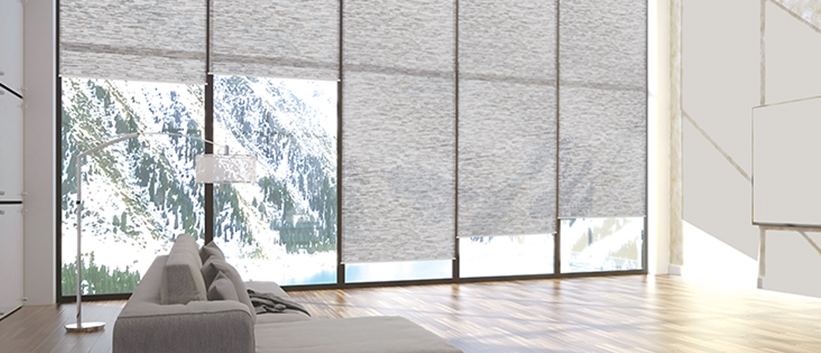 Roller shades living room